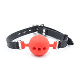 RYOZOCH Silicone Breathable Ball Gag for Adult Bondage Restraints Sex Play (Red+Black, 1.9in Ball)