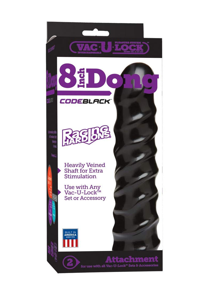 Doc Johnson Vac U Lock Codeblack Raging Hard On Dildo, 8 Inch