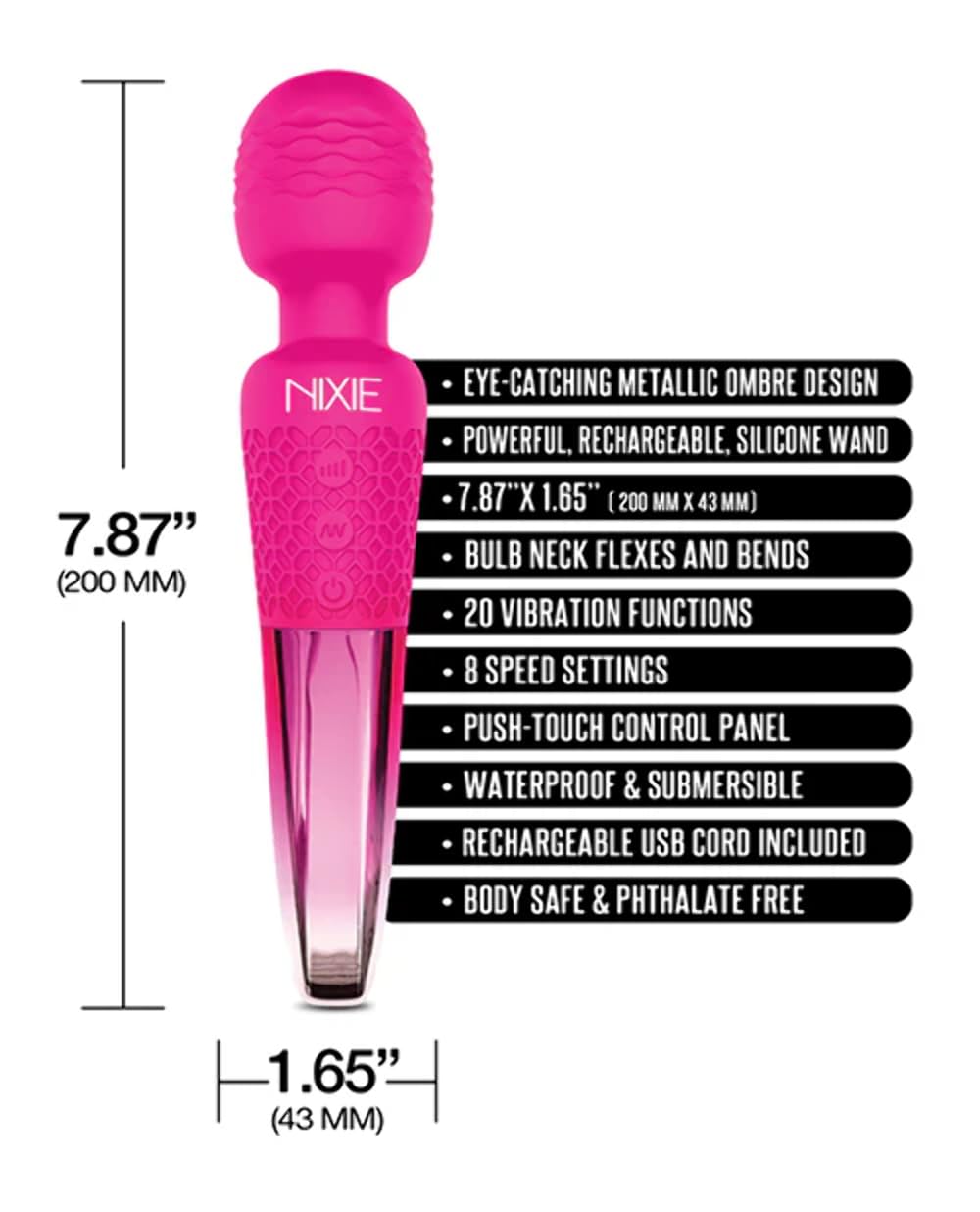 Nixie Rechargeable Wand Pink Ombre Meta
