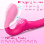 Strapless Strap-On Double-Ended Dildo with 10 Modes & Remote Control, Anti-Slip Silicone Realistic G-Spot Anal Dildo Vibrator Vi