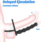 Silicone Anal Beads with Penis Ring,Silicone Anal Plug Strap On Anal Dildo,Anal Training Toys Anal Hook for Anal Play,Double Pen