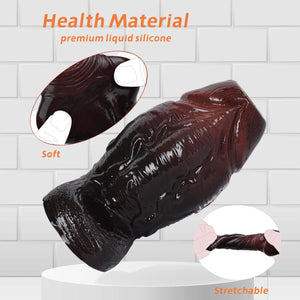 Thicker Wide Hollow Penis Sleeve Cuff,Silicone Soft Men Penis Extender with Cock Ring,Black Elastic Penis Enlarge Prolong Pump,