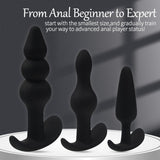 Anal Beads Plugs Kit 3 Pack, Silicone Butt Plug Training Set from Beginner to Advanced Player for Comfortable Long-Term Wear, An