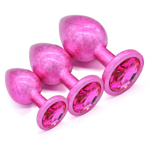 Anal Plug Training kit Sex Toy, Ice Flake Finish with Jeweled Base 3Pcs Set Anal Butt Trainer, Anal Plug Adult Sex Toys for Begi