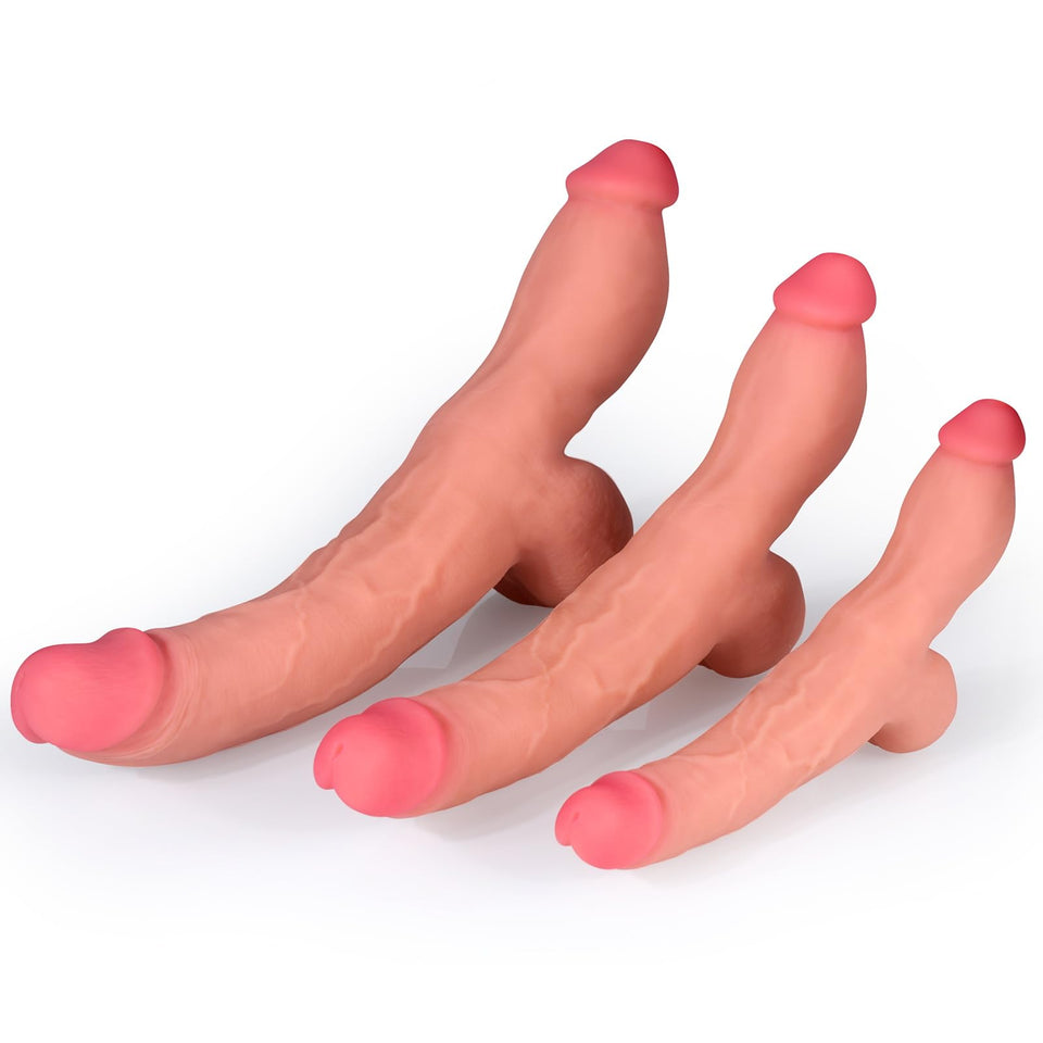 Silicone Double Sided Dildo Strapless Strap-On Dildo with Vivid Glans Realistic Double-Ended Dildo Adult Sex Toy for Lesbian Gay