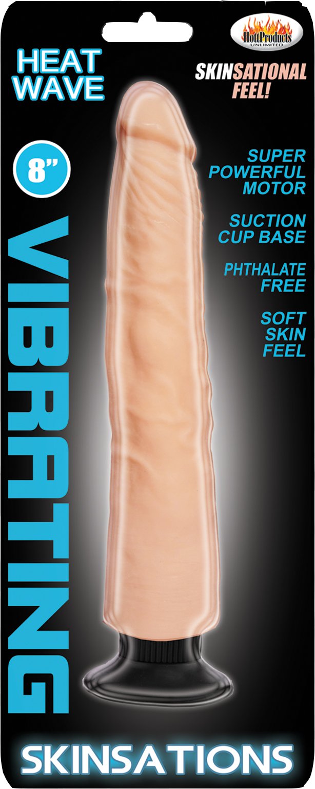 Hott Products Skinsations Heat Wave Vibrating Dildo With Suction Cup  Beige  8 Inch  068 Pound
