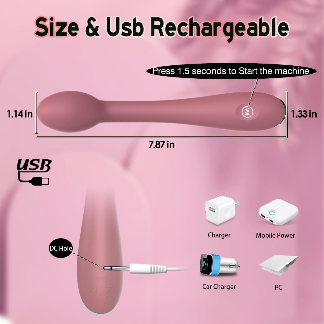 G Spot Vibrator Adult Sex Toys, Clitoral Tits Anal Stimulator Dildo with 12 Powerful Vibrating Modes,Clit Nipple Personal Massag