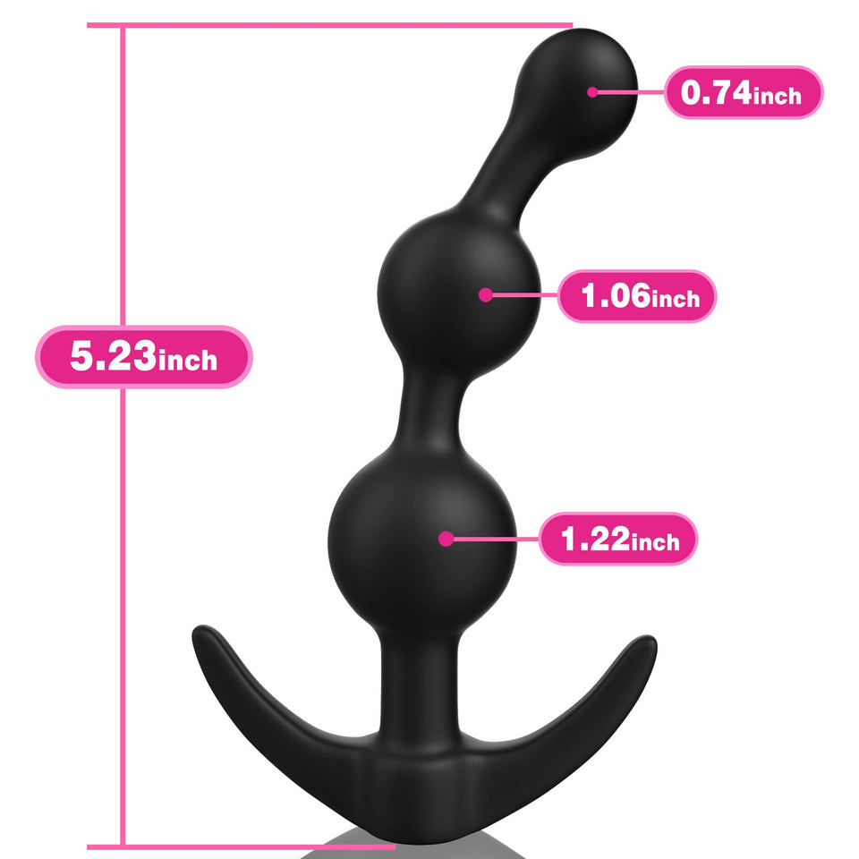 Anal Beads Butt Plug Prostate Massager Sex Toy with Narrow Flared Base and Graduated Beads for Comfortable Long Term Wear Sex To