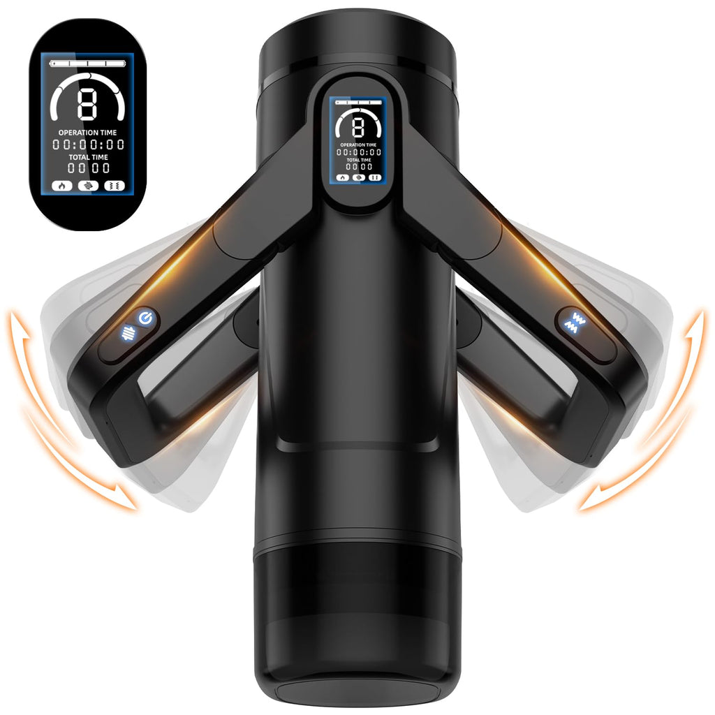 AOOXOOA Sex Toys for Men Automatic Male Masturbator Penis Pump, 9 Scrotal Vibrations, Wing Handle Design, 9 Thrusting, LCD Displ
