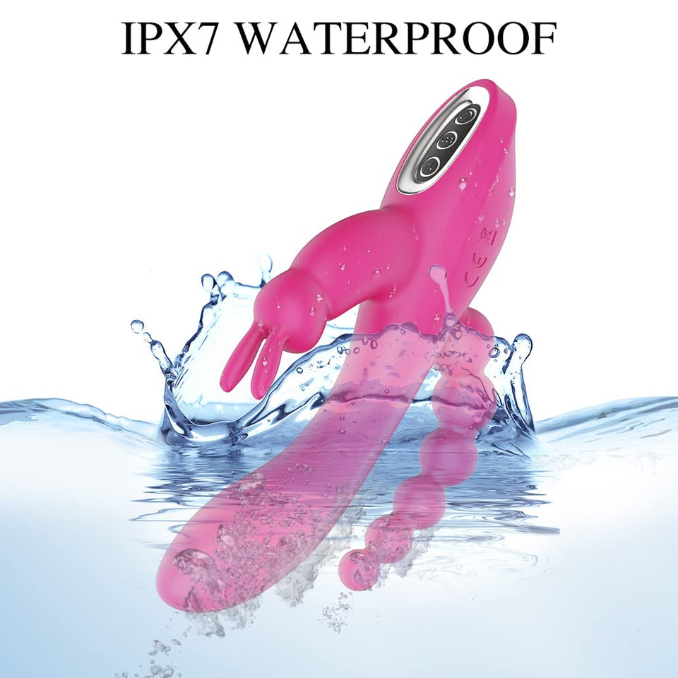 G Spot Rabbit Vibrator for Women Clitoris Stimulation with 7 Powerful Vibrations, Adorime Rechargeable 3 in 1 Clit Anal Stimulat