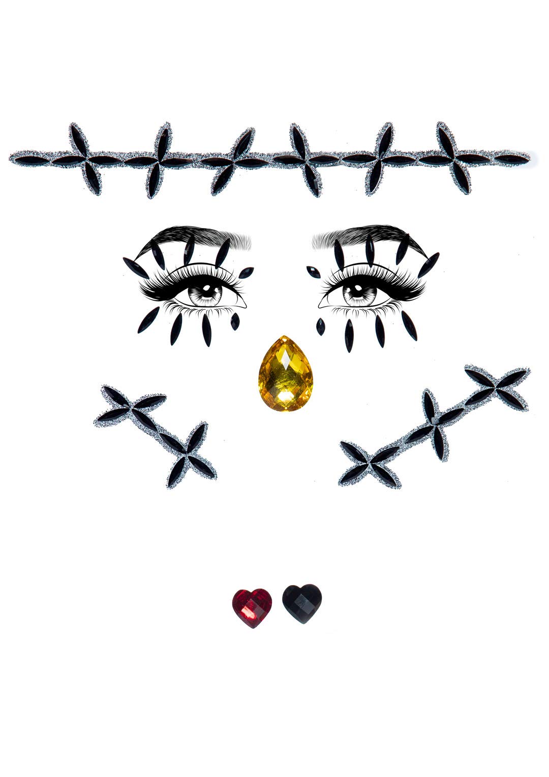 Stitches Adhesive Face Jewels Sticker.