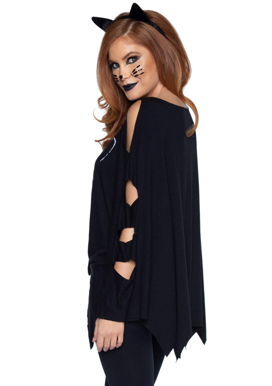 2 Pc Cat Poncho, Includes Cat - O/S / Black