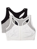 Fruit of the Loom Womens Front Close Racerback (Pack of 2), White Grey/black Grey, 36 (US Size) (US Size)