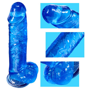 Blue Suction Cup Dildo - 8.2 inch Realistic Big Dildo, Adult Sex Toy with Suction Cup, Suitable for Women/Men/Gay, with Curved S