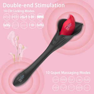 G-spot Clitoral Vibrator Sex Toys - 2 in 1 Powerful Nipple Vagina Clitoris Anal Massager Adult Toys Dildo with 10 Vibrating Mode