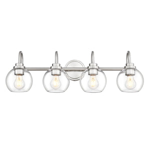 Audickic Bathroom Light Fixtures, 4-Light Brushed Nickel Vanity Lights Over Mirror With Globe Clear Glass, 30 Inch Modern Vanity