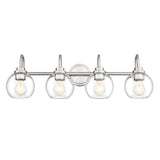 Audickic Bathroom Light Fixtures, 4-Light Brushed Nickel Vanity Lights Over Mirror With Globe Clear Glass, 30 Inch Modern Vanity