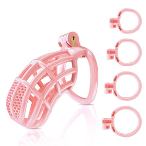 Male Chastity Device Cock Cage - UTIMI Large Plastic Chastity Cage for Man Penis Exercise 3D Printed Pink Bondage Gear Lightweig