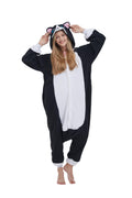 SimZoo Adult Animal Onesie Pajamas, Men and Womens Black Cat Costume Sleepwear, One-Piece Unisex Homewear X-Large