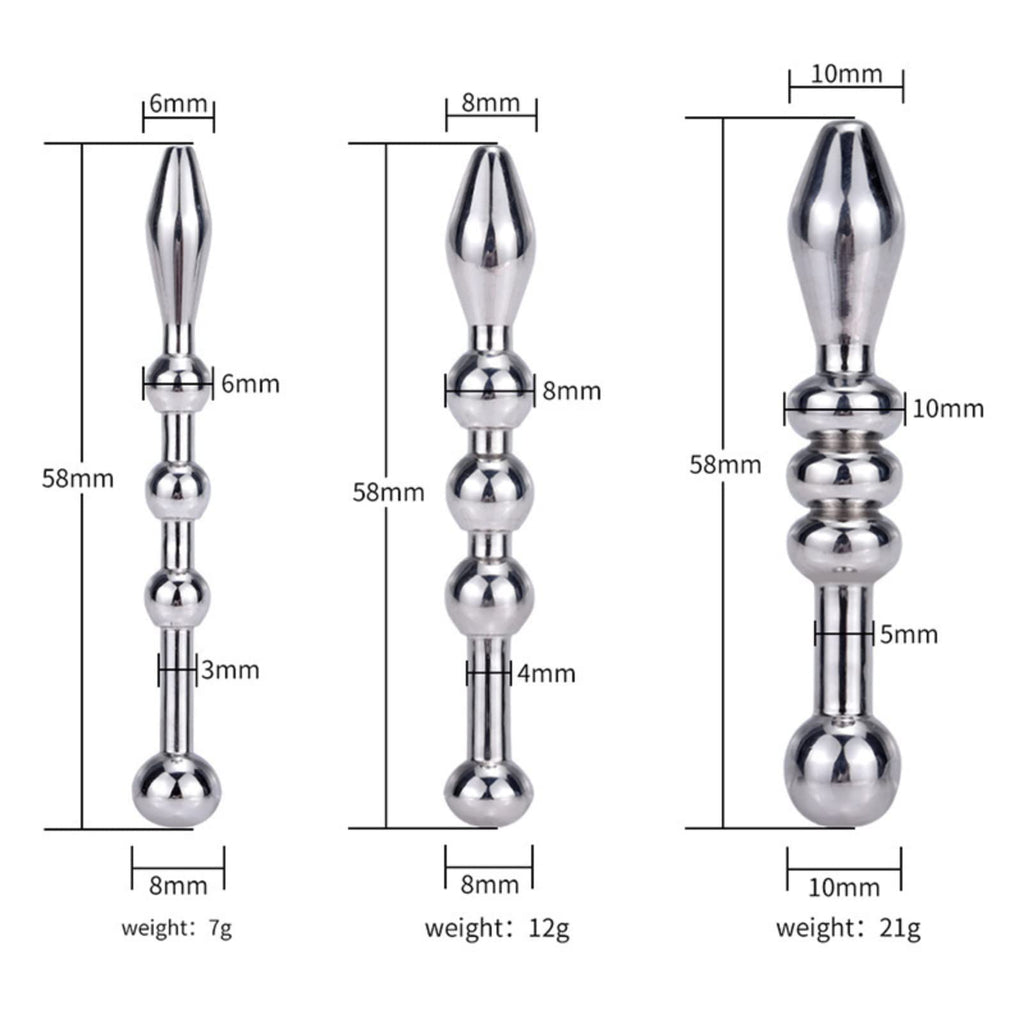 MEYILA Urethral Sound, 3 PCS Stainless Steel Urethral Dilators with Multi Beads Penis Plug Catheter Sounds Sex Toy Masturbation