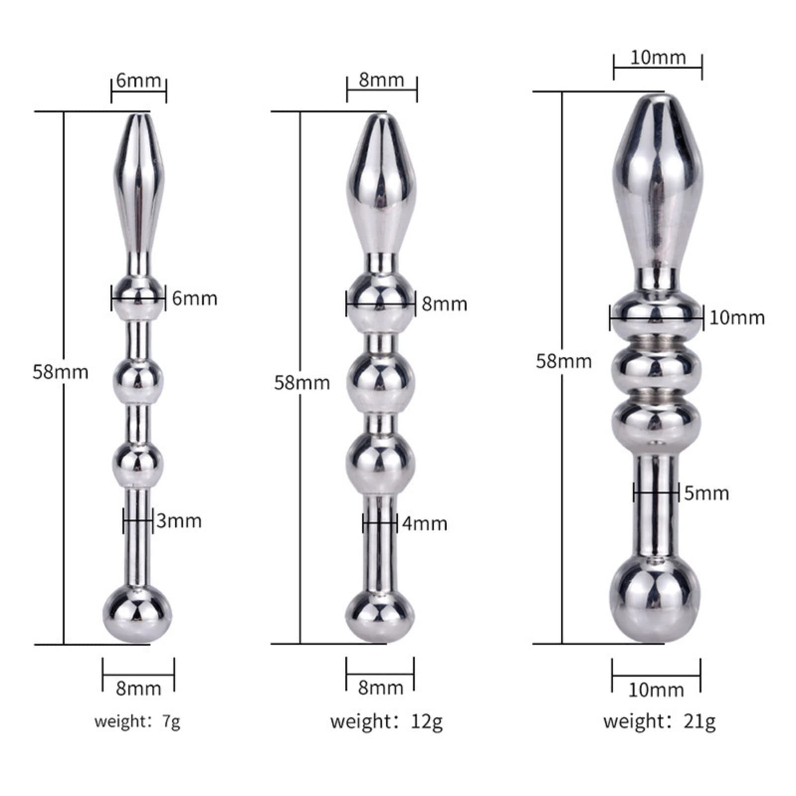 MEYILA Urethral Sound, 3 PCS Stainless Steel Urethral Dilators with Multi Beads Penis Plug Catheter Sounds Sex Toy Masturbation