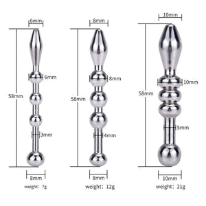 MEYILA Urethral Sound, 3 PCS Stainless Steel Urethral Dilators with Multi Beads Penis Plug Catheter Sounds Sex Toy Masturbation