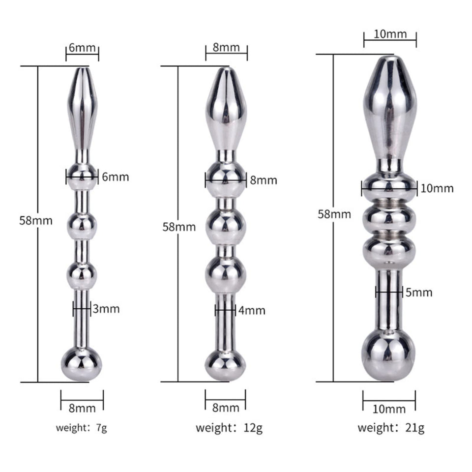 MEYILA Urethral Sound, 3 PCS Stainless Steel Urethral Dilators with Multi Beads Penis Plug Catheter Sounds Sex Toy Masturbation