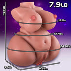 BBW Sex Doll with Big Fat Boobs and Ass, 7.9lB Brown Torso Love Doll Pocket Pussy with Built-in Spine, Male Masturbator with Rea