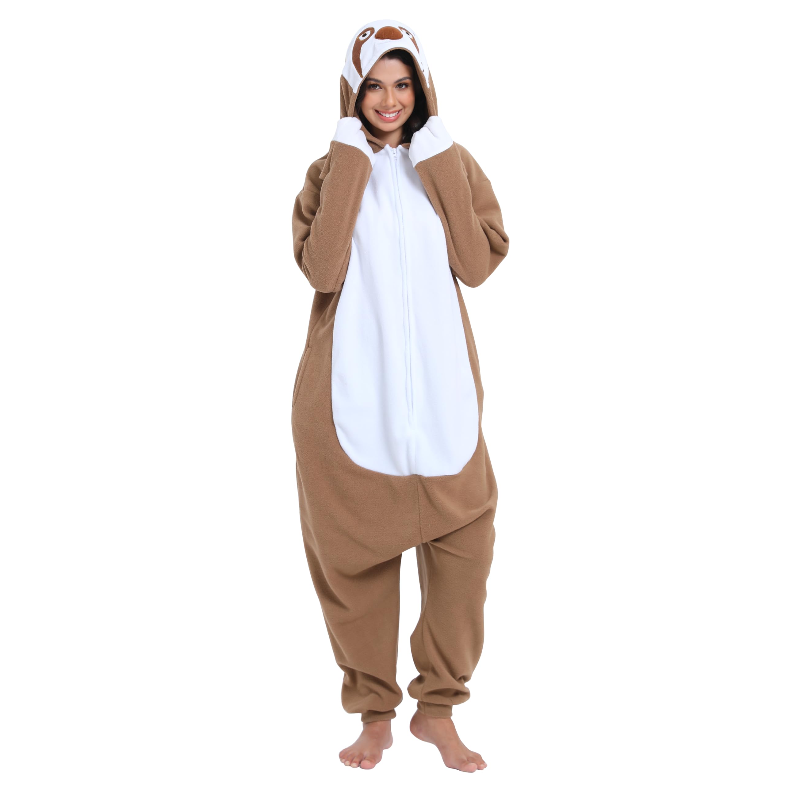 Wishliker Adult Sloth Onesie Animal Pajamas Halloween Cosplay Costume Women Men One Piece