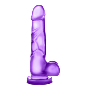 Blush B Yours Sweet N Hard 4 - Soft Realistic Lifelike 7 3/4 Inch Dildo - 1.5&quot; Wide - Sturdy Strap On Harness Compatible Suction Cup For Hands Free Play - Sex Toy For Women Couples - Clear Purple