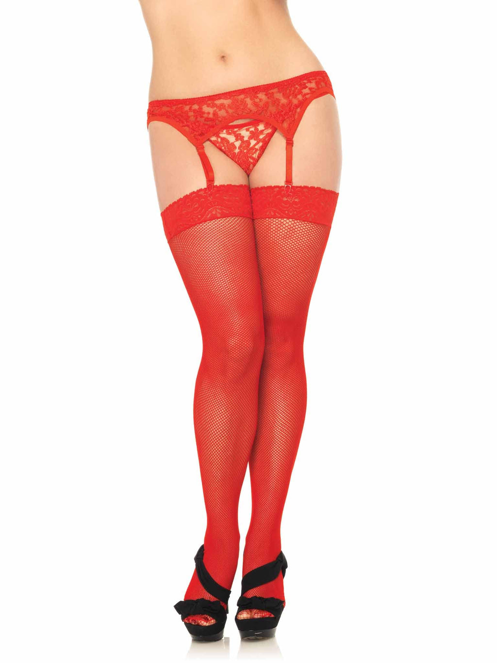 Plus Size 2 Pc Lace Garter Belt And Thong Panties