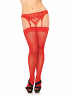 Plus Size 2 Pc Lace Garter Belt And Thong Panties