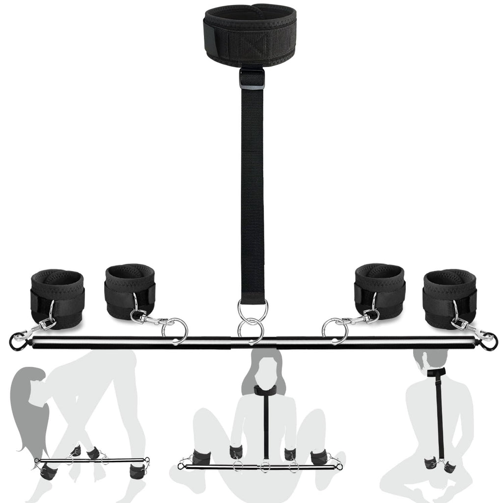 BDSM Toys Sex Restraints - Versatile Neck to Wrist BDSM Kit with Spreader Bar Couples Sex Toys, Adjustable Handcuffs Ankle Cuffs