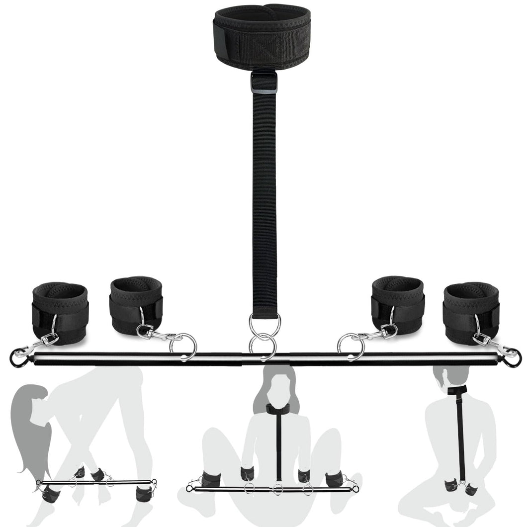 BDSM Toys Sex Restraints - Versatile Neck to Wrist BDSM Kit with Spreader Bar Couples Sex Toys, Adjustable Handcuffs Ankle Cuffs