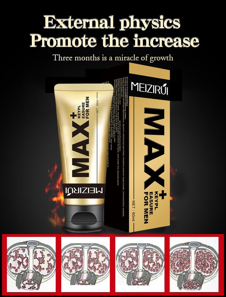 Max+ Key Pleasure Extra Strength Massage Gel for Man - Men's Power Massage Cream for Increase Size, Thickness, Strength, and Per