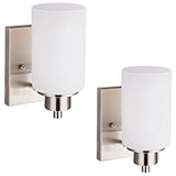 2 Pack Modern Bath Vanity Light Fixture 1-Light, Indoor Bathroom Wall Sconces For Living Room, Porch, Bedside, Brushed Nickel Fi