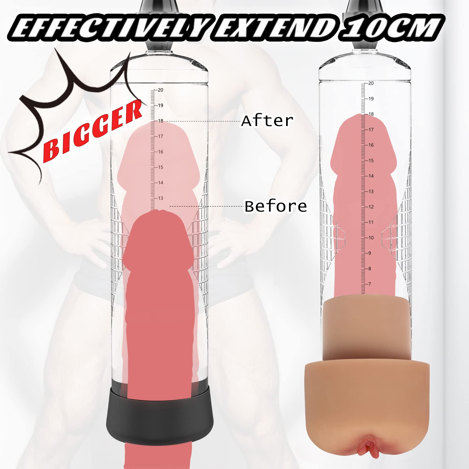 Vacuum Penis Pump, Manual Penis Enlarger for Male Erection & Enhancement, Sex Toys for Men,Penis Massage & Stimulation Device wi