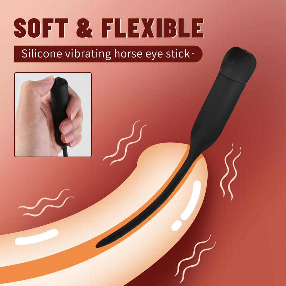 Cupeniss Urethral Sounds Vibrator, Silicone Urethral Vibrating Penis Plug with 10 Vibration Prostate Stimulation Masturbator Mas