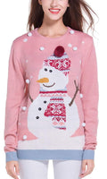 Womens Ugly Christmas Sweater Pom Pom Snowman Snowflakes Pullover Party Costume (Medium, 3D Hat)