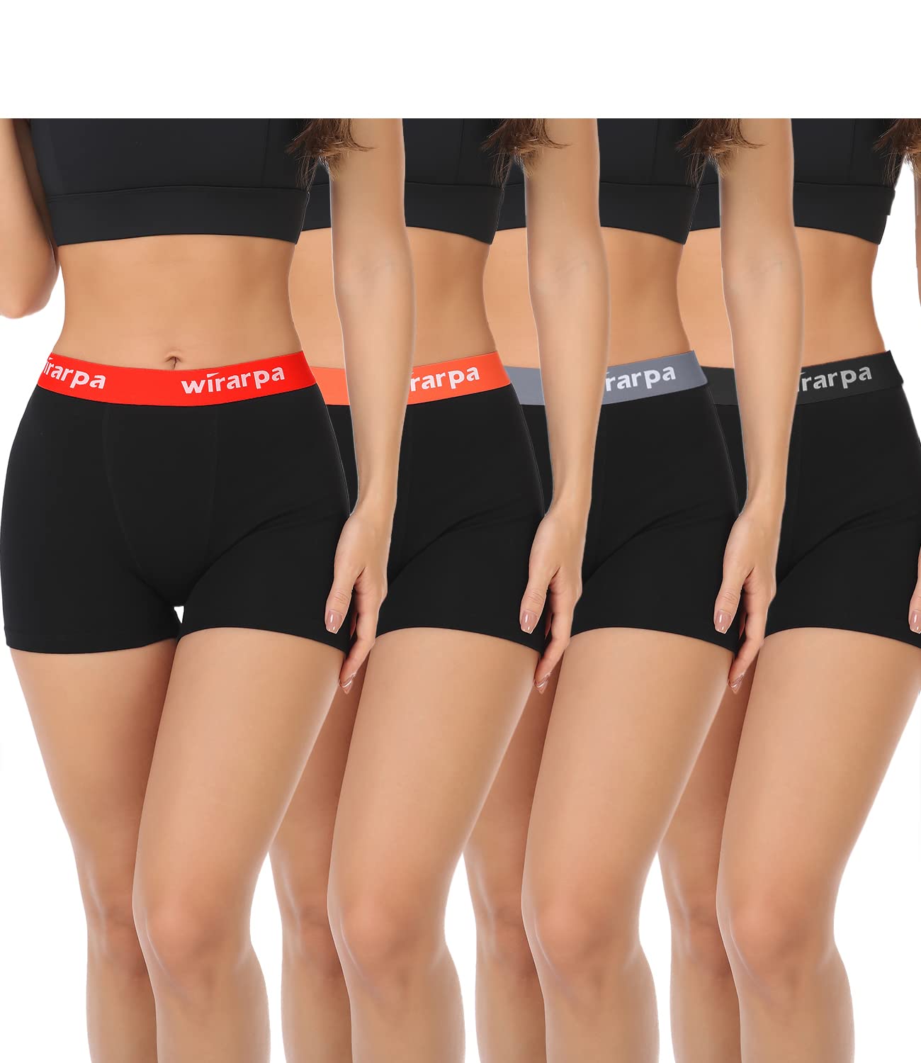 wirarpa Womens Cotton Boxer Briefs Underwear Boy Shorts 3 Inseam 4 Pack Black Large
