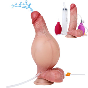 1.41 '' to 3.27 '' Adjustable Girth Inflatable Squirting Anal Dildo,Silicone Realistic Ejaculation Dildo with Strong Sucker,Free