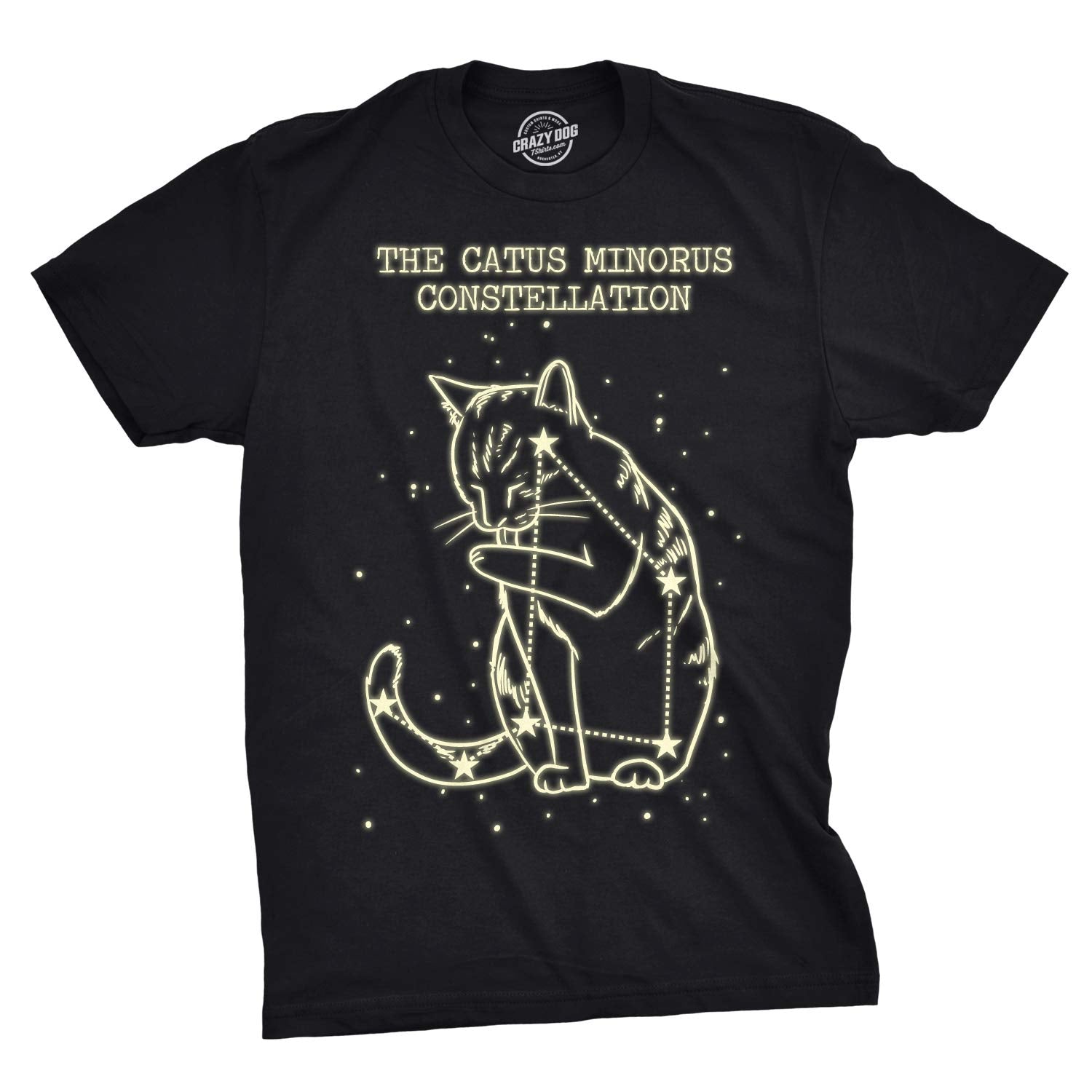 The Catus Minorus Constellation Glow in The Dark T Shirt Funny Cats Tee Funny T Shirts Halloween Apparel for Men Cool Science Sh