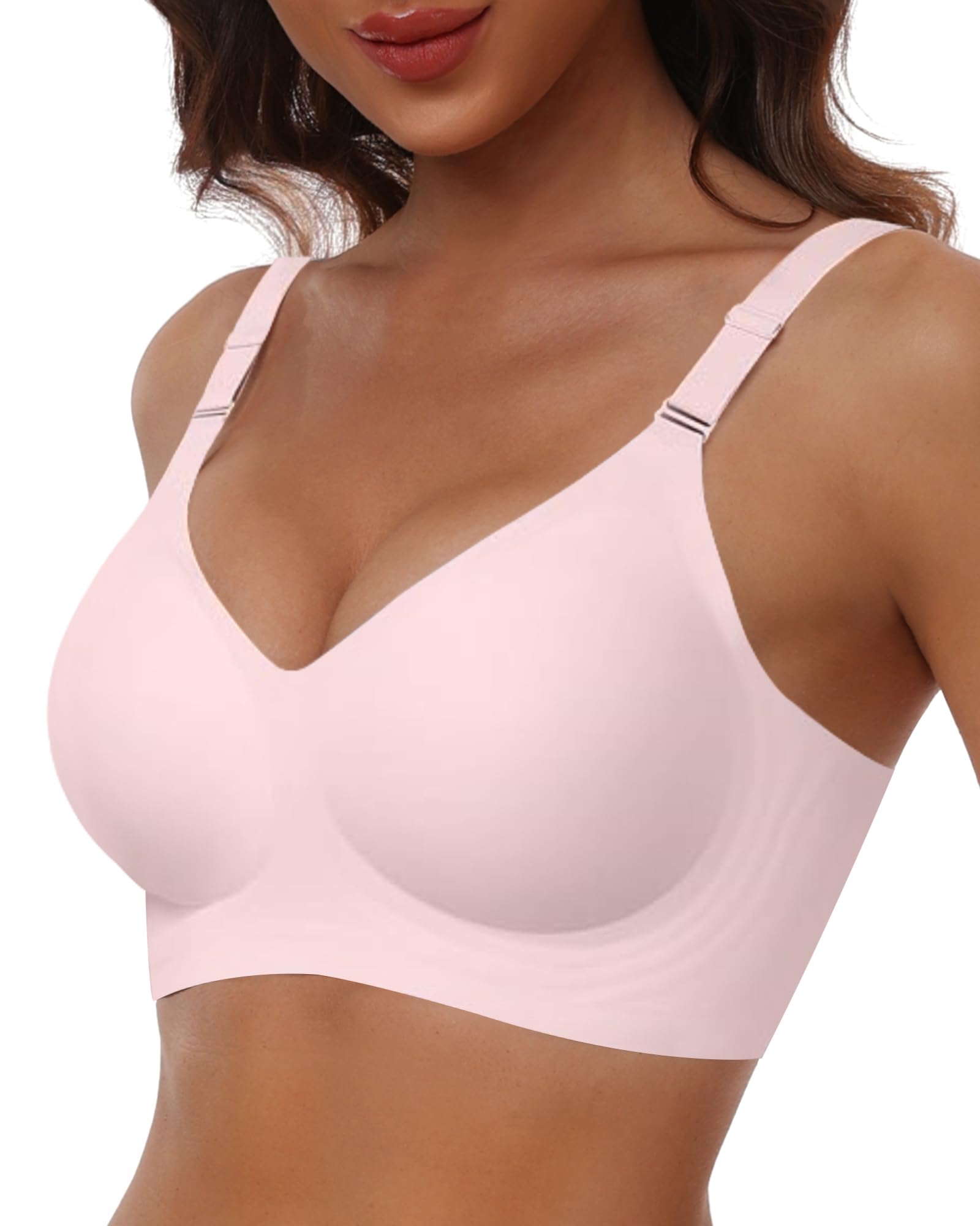 HORISUN Bras for Women No Underwire Womens Wireless Bras Plus Size(Pink 3XL)