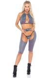 3 Pc Iridescent Shimmer Halter - Med/Lge / Silver