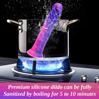 7 Inch Silicone Realistic Soft Beginner Slim Dildo for Women Men Lesbians, Funny Small Cute Purple Pink Anal Dildo Strong Suctio