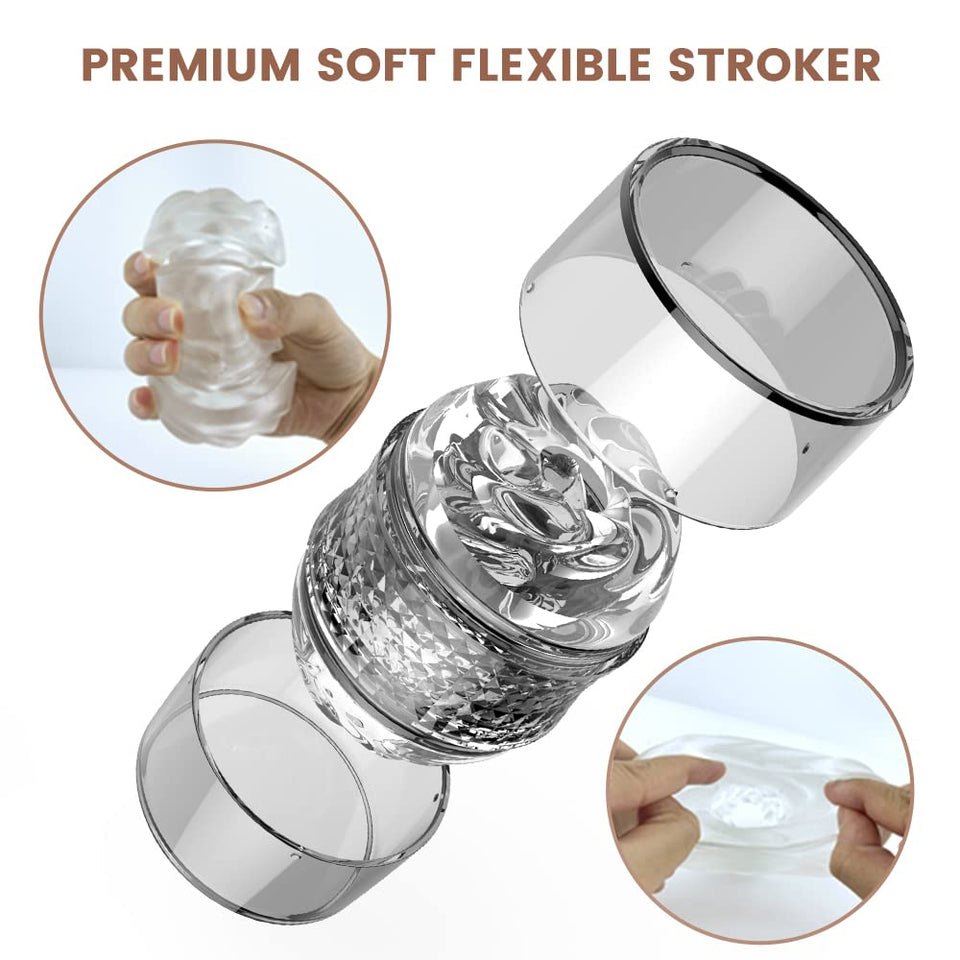 Manual Sucking Male Adult Sex Toys, Penis Stroker,Open Ended Male Masturbator Pocket Pussy Sleeve for Men,Masturbation Cup for M