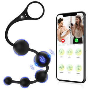 Anal Beads Vibrator Sex Toys - 14.5 Inch App Remote Control Butt Plug G-spot Vaginal Prostate Massager with 9 Vibrating Modes, W