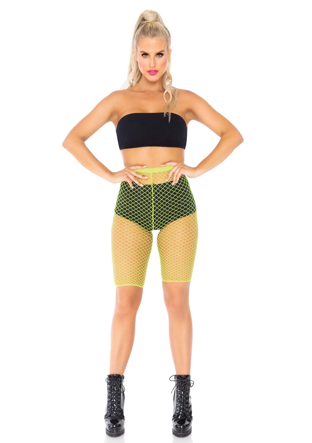 Industrial Net Biker Shorts. - O/S / Neon Yello