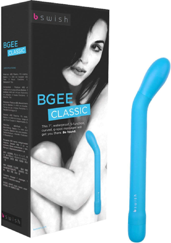 B Swish Bgee Curved Vibrator, Aqua, 7''