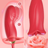 Vibrator Dildo Rose Sex Toy - 4 in 1 Tongue Toy for Women Clitoral Vibrator with 10 Tongue Licking & 10 Finger Vibrators Nipple